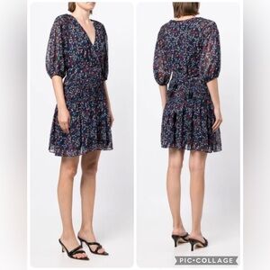 Ted Baker Casadee Short Puff Sleeve Mini Heart Print Dress Size 2 US M